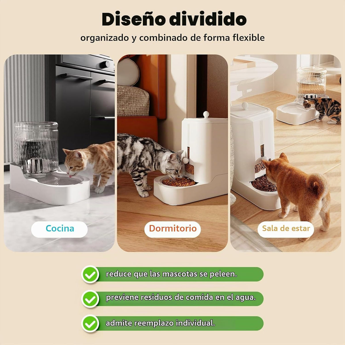 JUNSPOW Juego de alimentador automático para gatos y dispensador de...