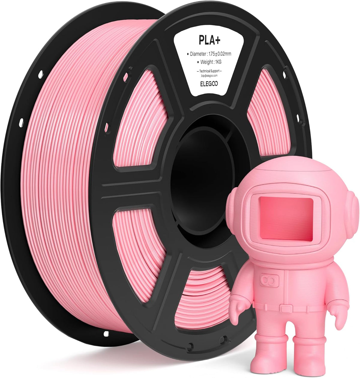 ELEGOO PLA+ Filamento para impresora 3D de 0.07 in, color rosa, 2.2...