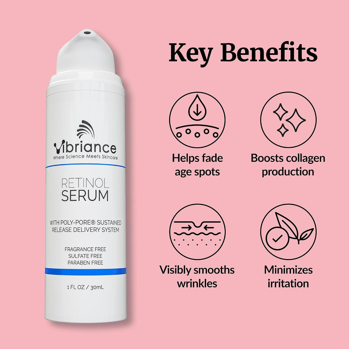 Vibriance Suero de retinol para cara, reduce la apariencia de arrug...