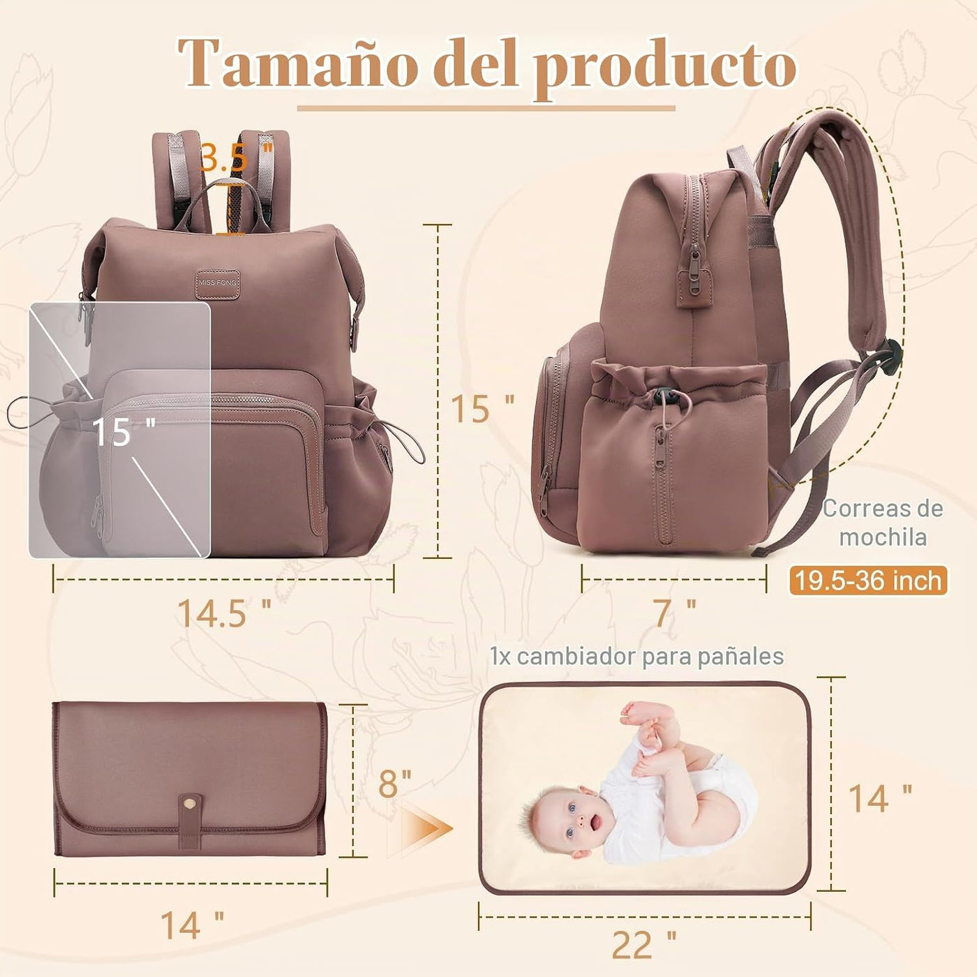 Miss Fong - Mochila para pañales Mochila de neopreno para bebé | Ma...