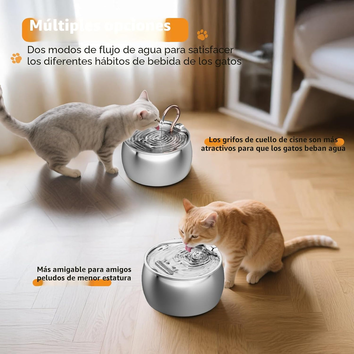 WEPOIU Fuente de agua para gatos de acero inoxidable -2.5L\/84 onza...