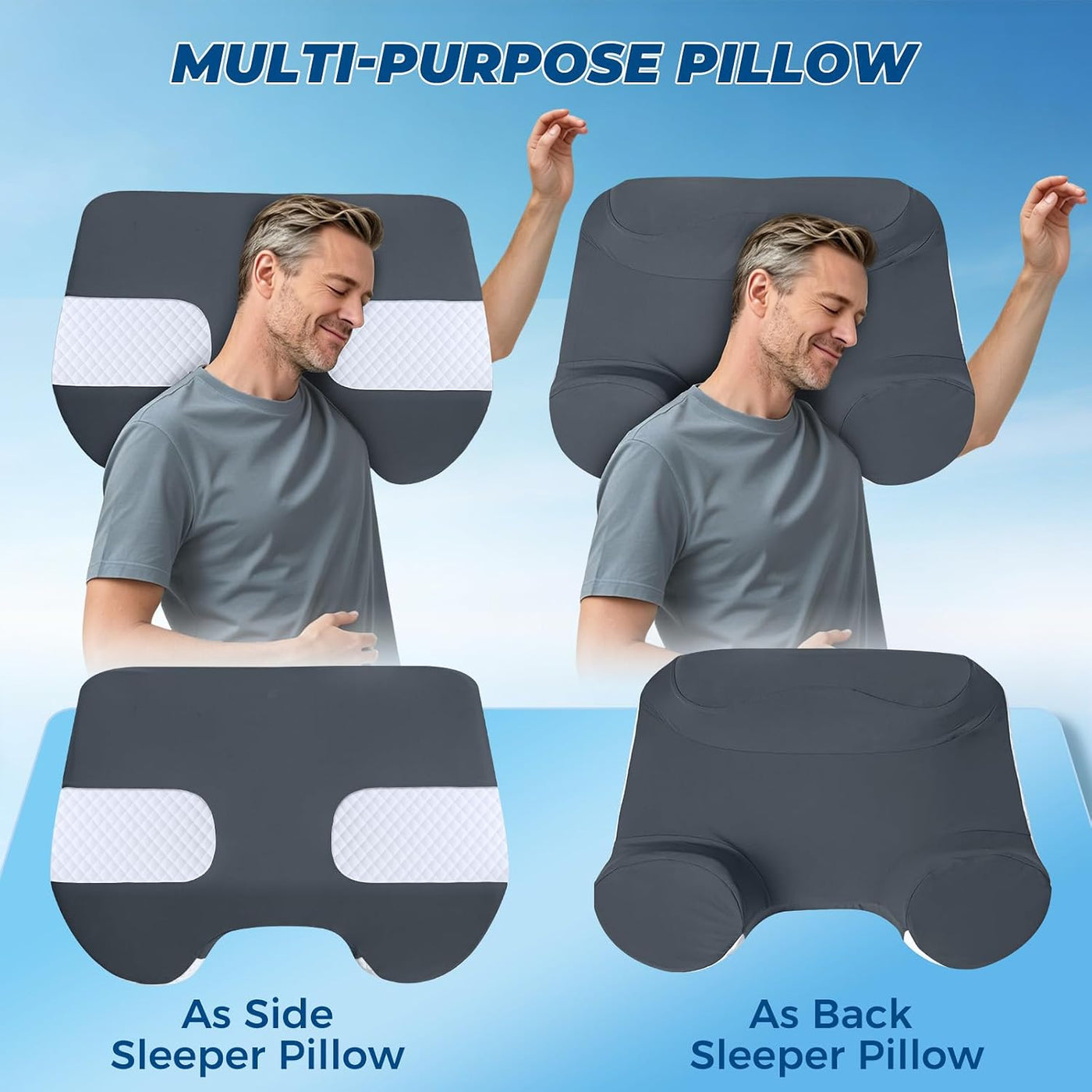 SAHEYER Almohada para dormir lateral con orificios para los brazos,...