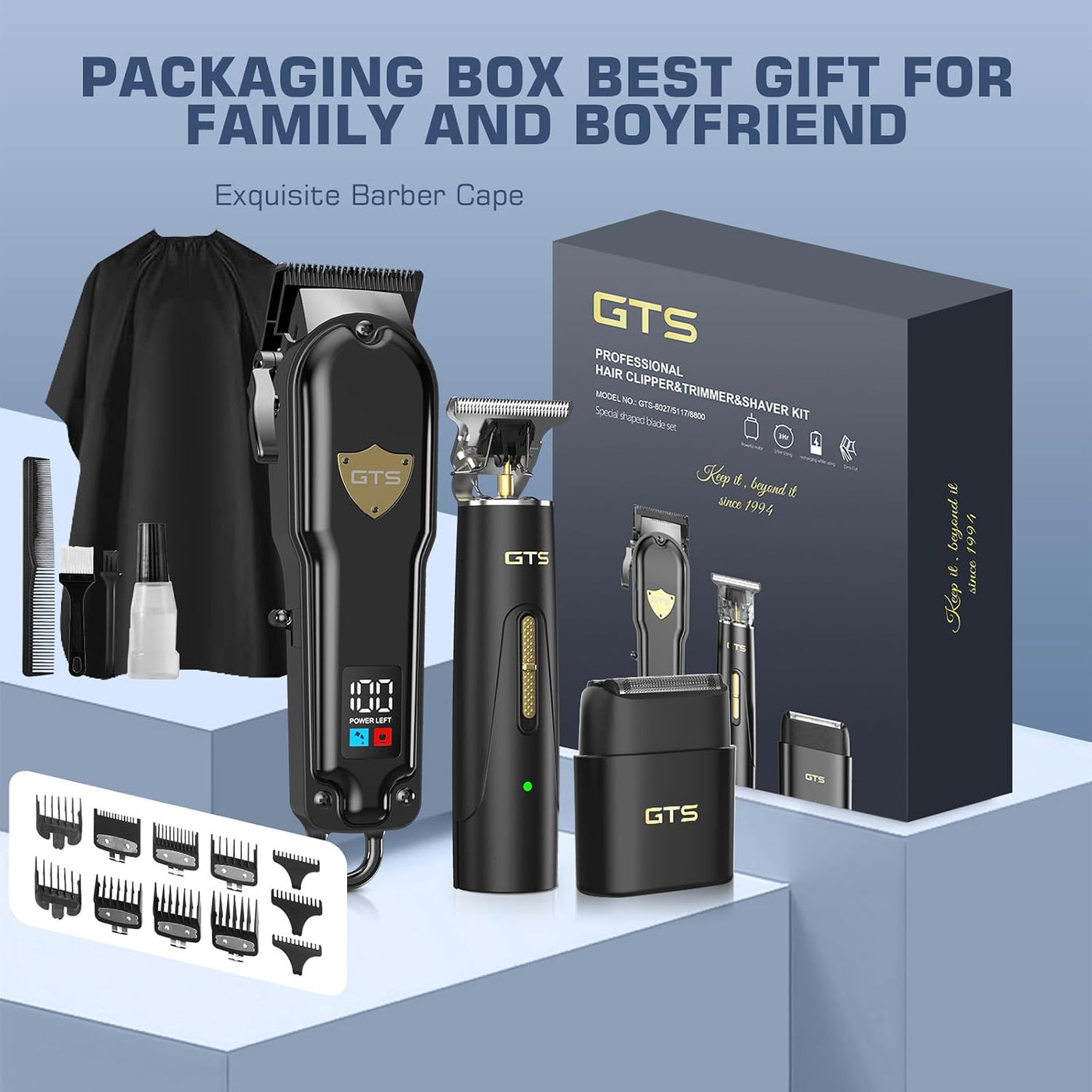 GTS PRO Cortadora de pelo para hombre, kit profesional de corte de...