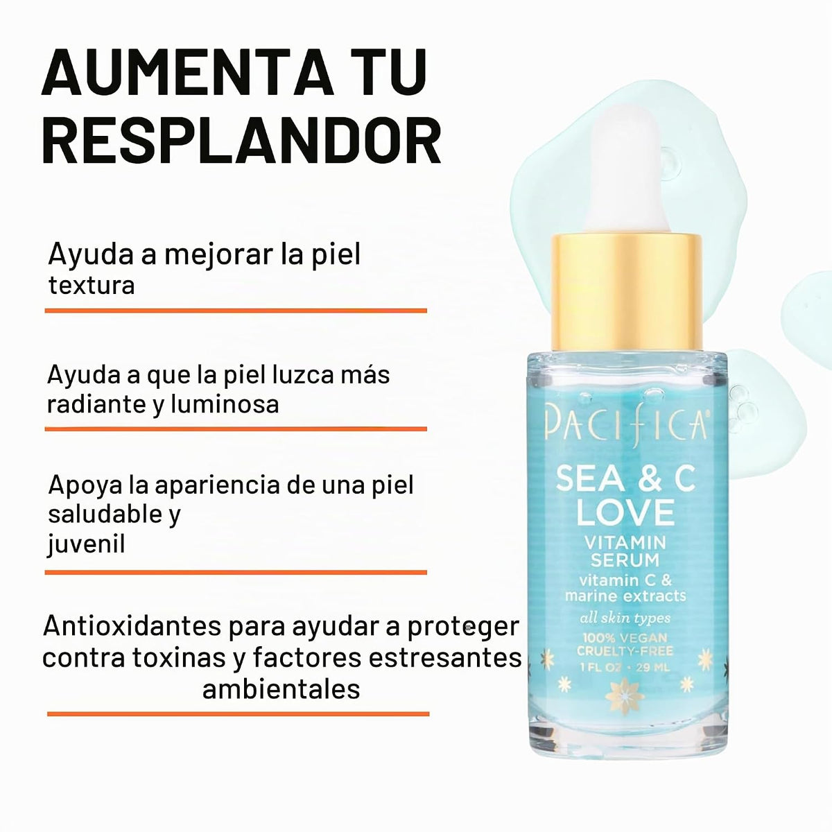 Pacifica Beauty Sea &amp; C Love - Suero de vitamina C para la cara...