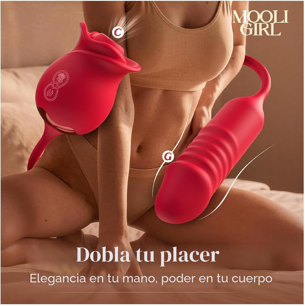 MOOLIGIRL Vibrador de empuje de juguete rosa, control de aplicación...