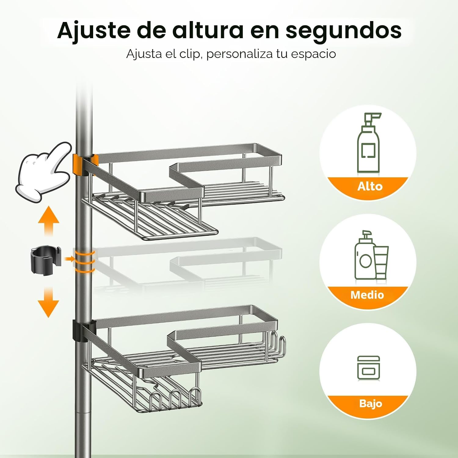 HAMITOR Poste de tensión para regadera: organizador de baño a prueb...
