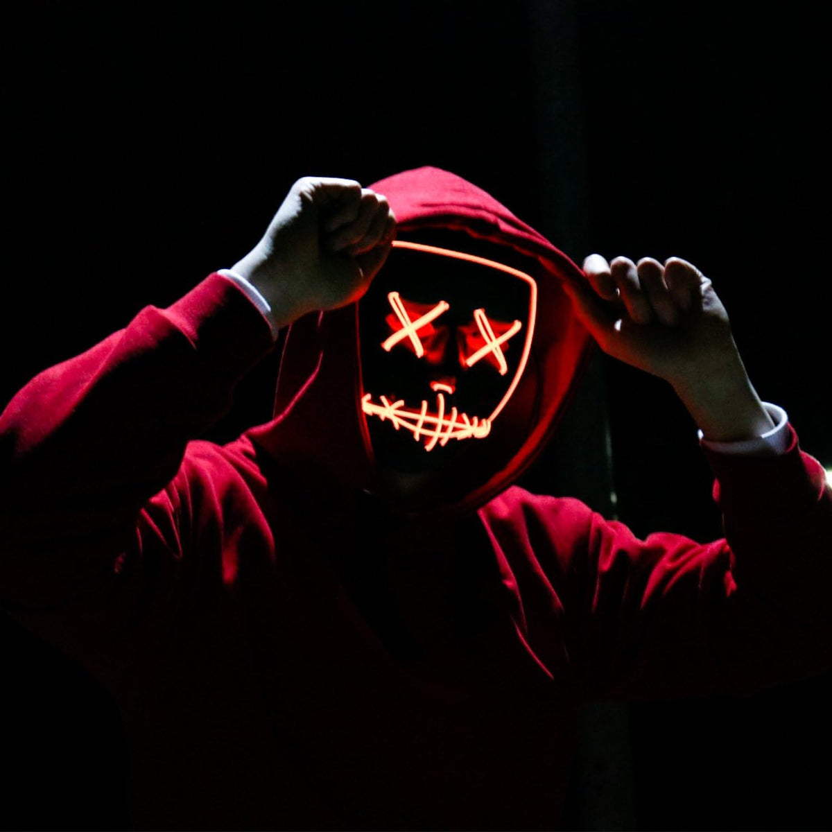 Poptrend Máscara de Halloween con luz LED para festivales, cosplay,...