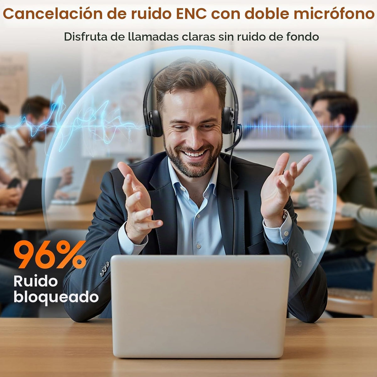 Necode Auriculares USB con micrófono para PC, auriculares con cable...