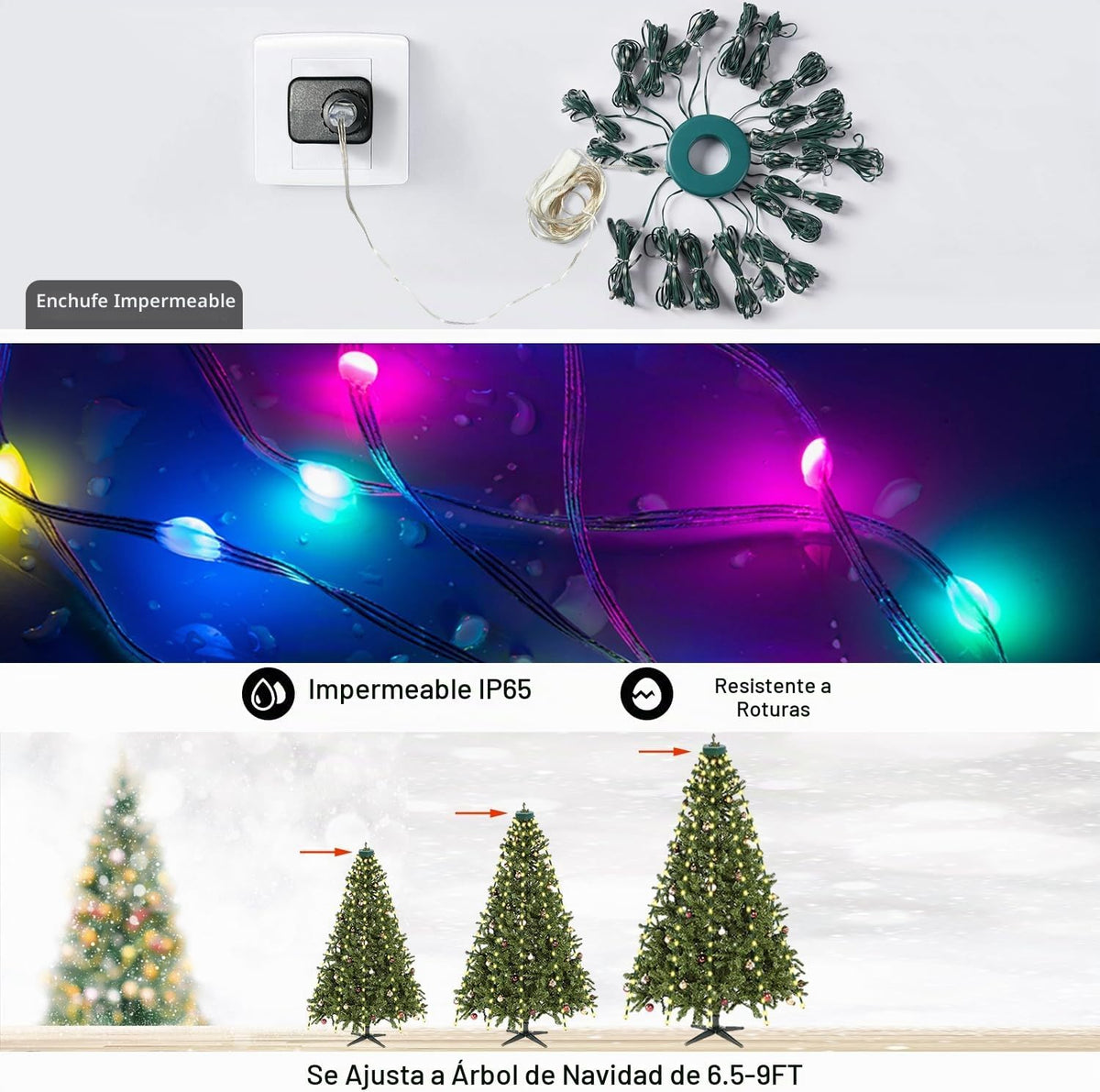 2win2buy - Cadenas de luces para árbol de Navidad con aplicación in...