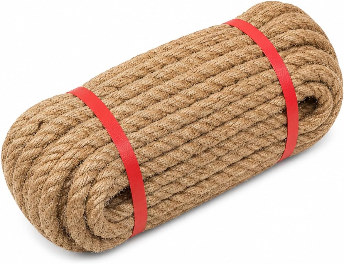 Radix Rope Cuerda de yute, 0.472 in x 100 pies, cuerda de cáñamo gr...