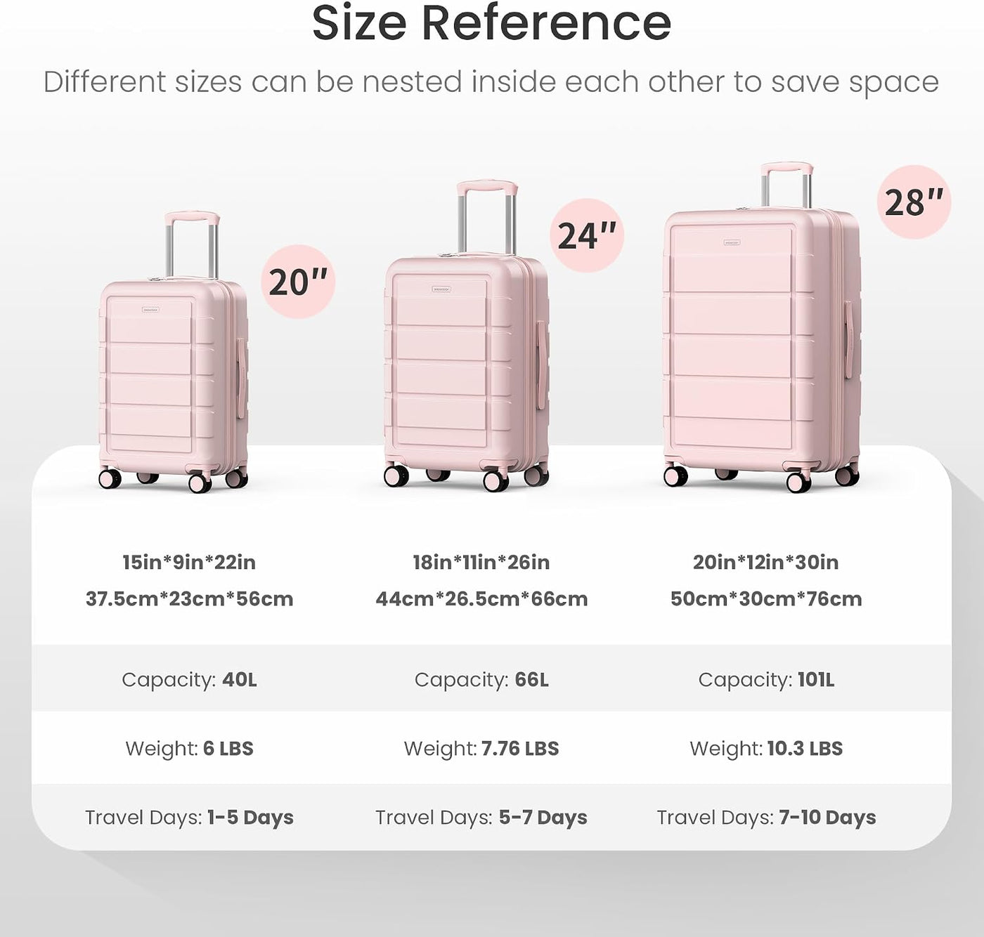 SHOWKOO Sets de equipaje, maleta ampliable con doble ruedas, bloque...