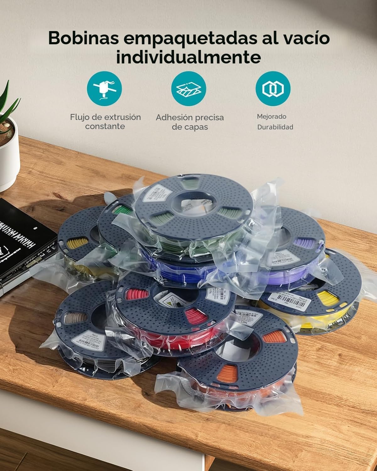 SUNLU PLA+ 2.0 Filamento de 0.07 in, paquete de carrete de 8.82 oz...