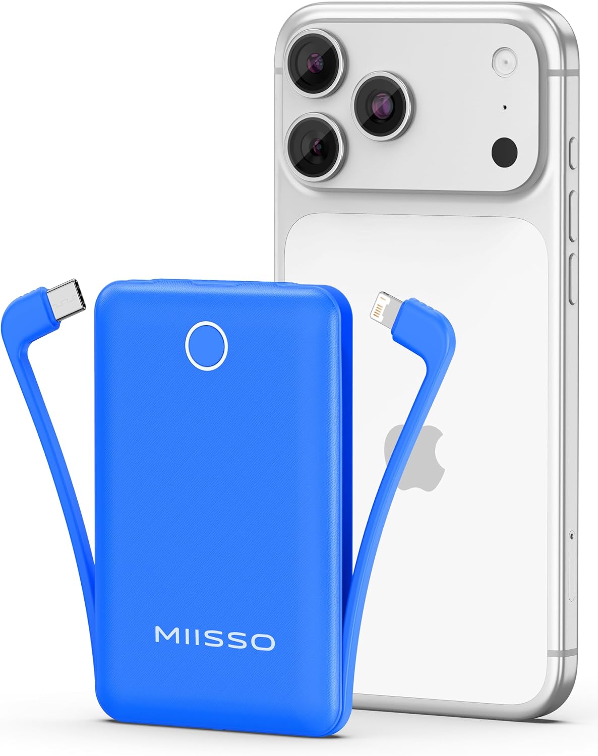 miisso 10000mAh Mini cargador portátil con cable integrado, azul os...