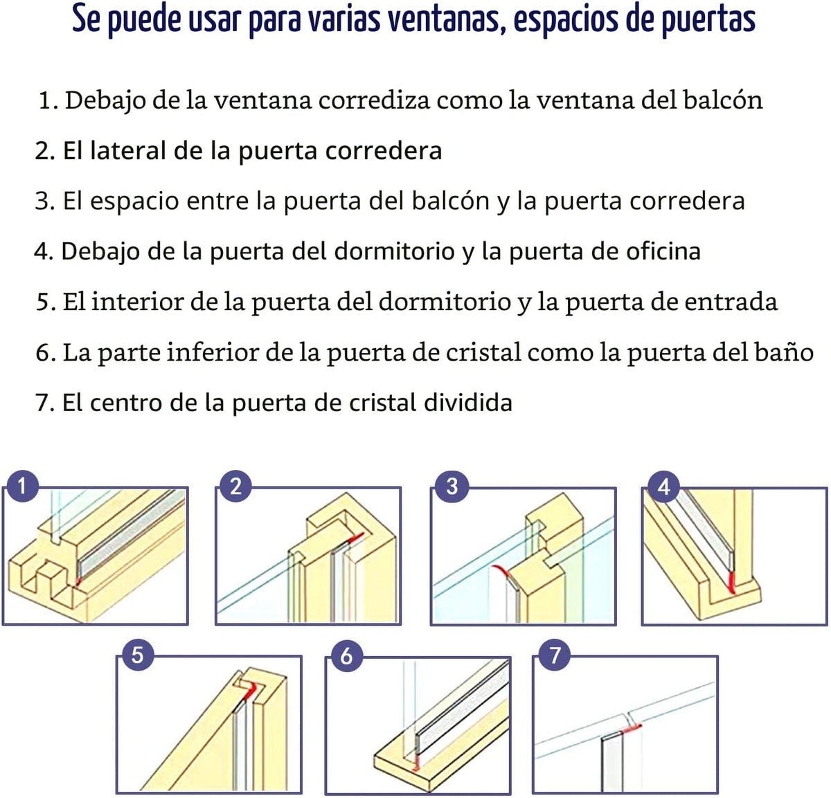 TAROSE - Tira de sellado de silicona para puerta de 16.5 pies, blan...