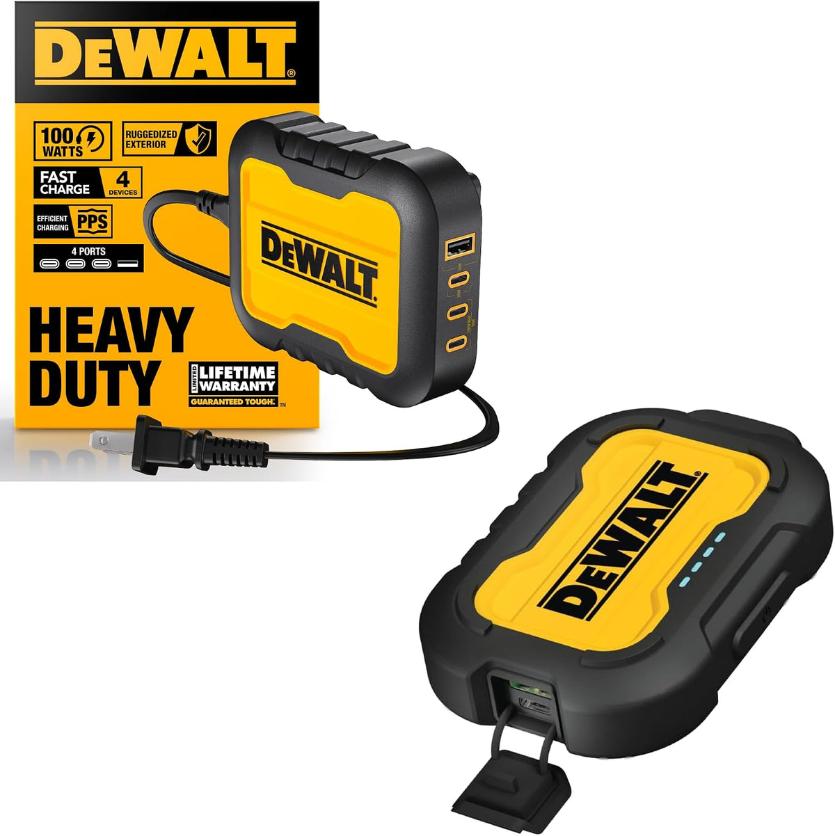 DEWALT Bloque de cargador USB C de 4 puertos de 100 W y banco de en...