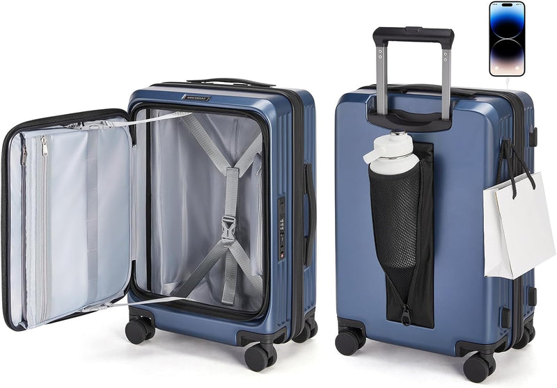 BAGSMART Equipaje de mano de apertura superior 22x14x9 aprobado por...