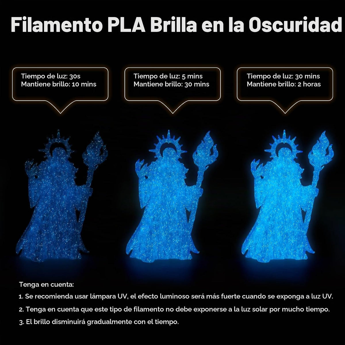AMOLEN - Paquete de filamentos para impresora 3D PLA que brillan en...