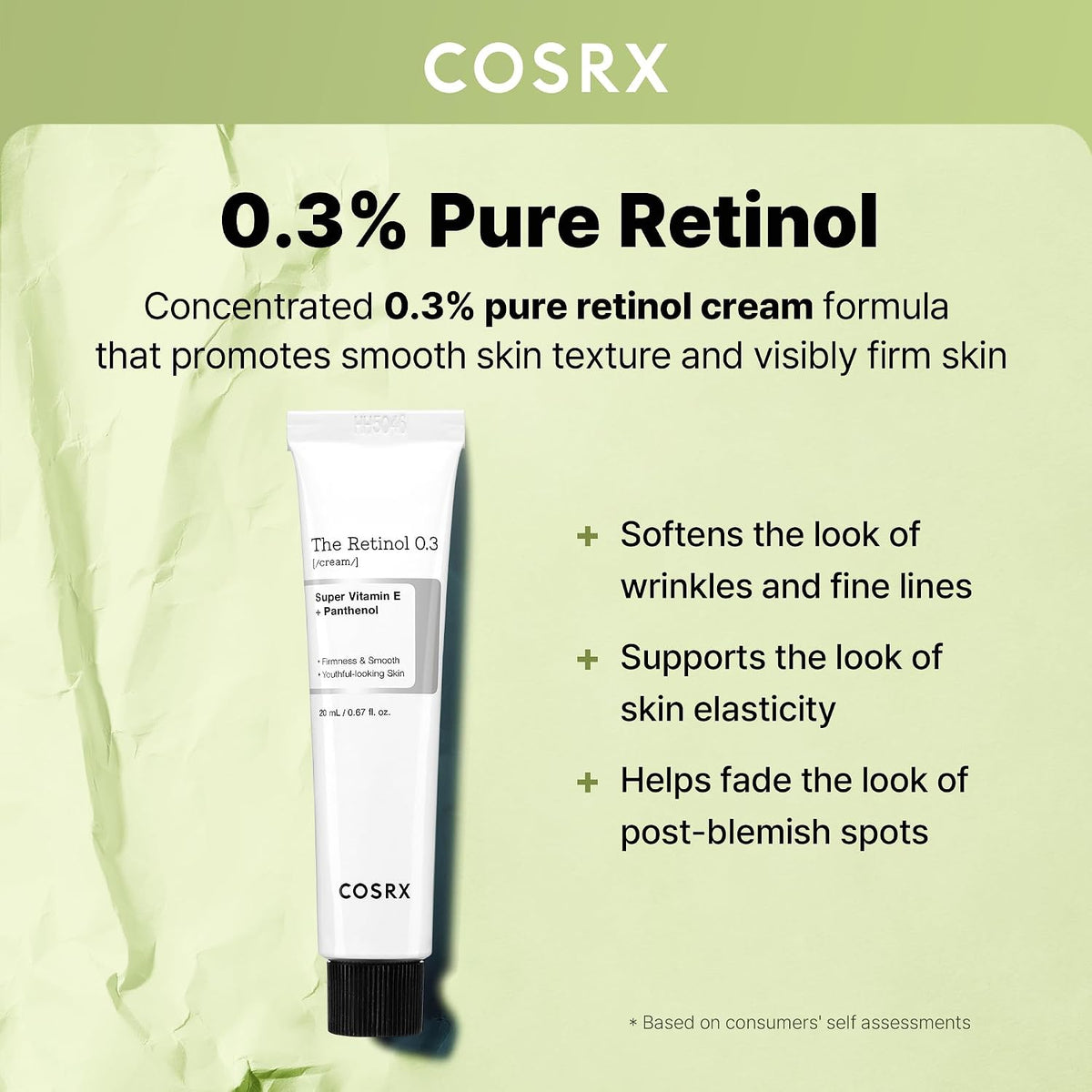 COSRX Retinol 0.3% Cream, Crema antienvejecimiento para ojos y cuel...