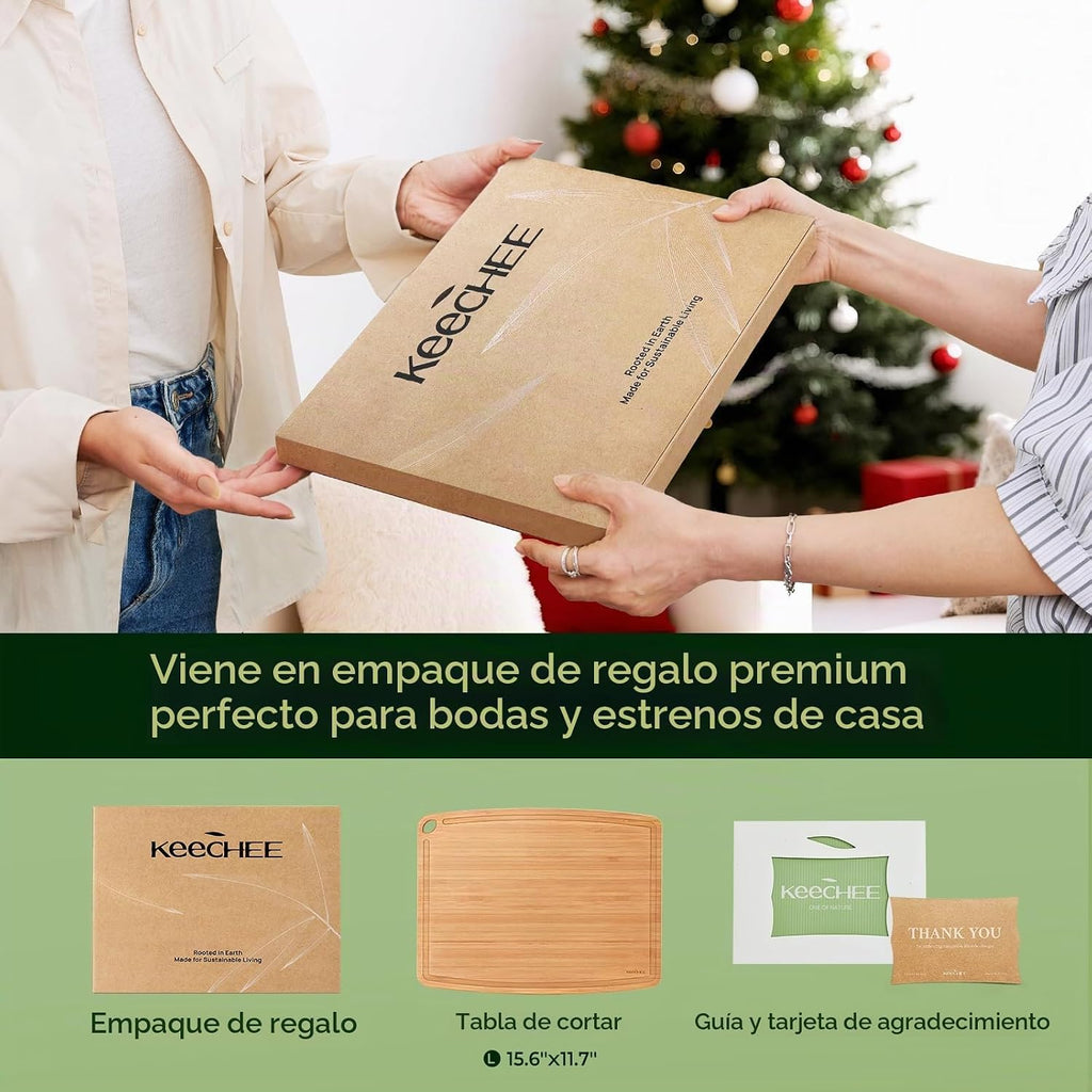 Keechee Tablas de cortar de bambú aptas para lavavajillas, de 15.4...