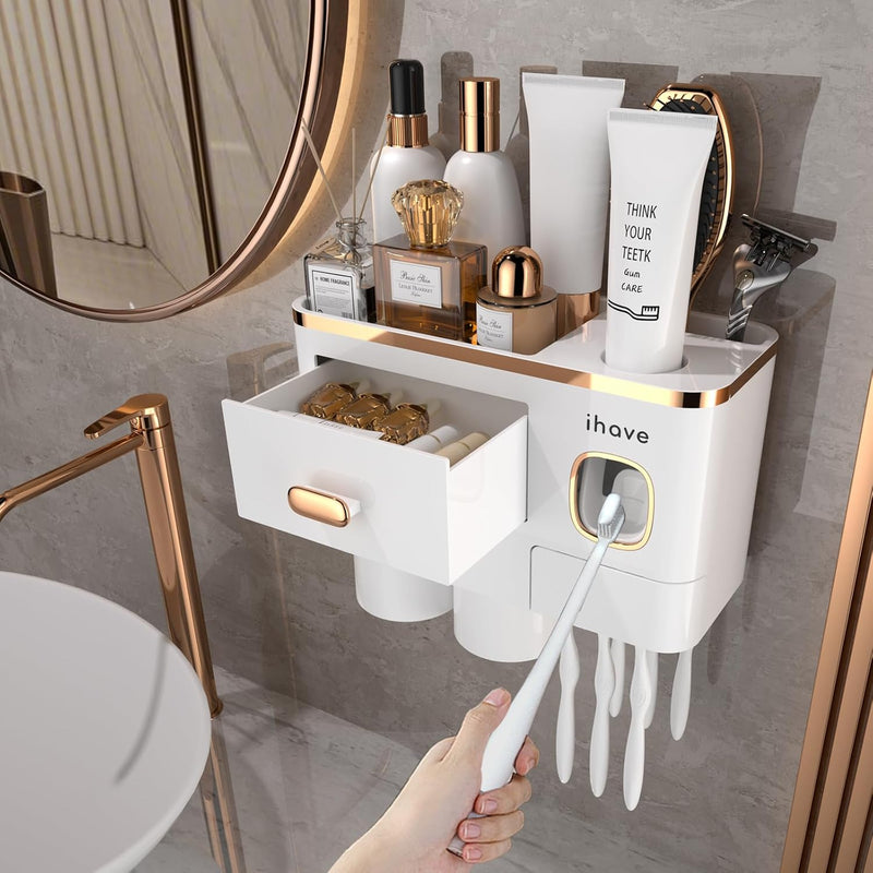 iHave - Soporte para cepillos de dientes para baño, dispensador de...