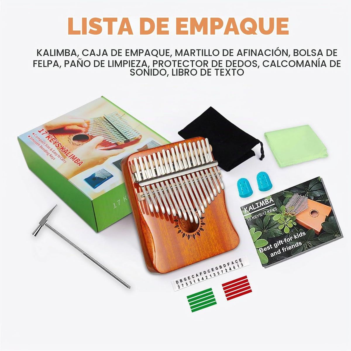AARVI Kalimba - Piano de pulgar portátil de 17 teclas Mbira con mar...