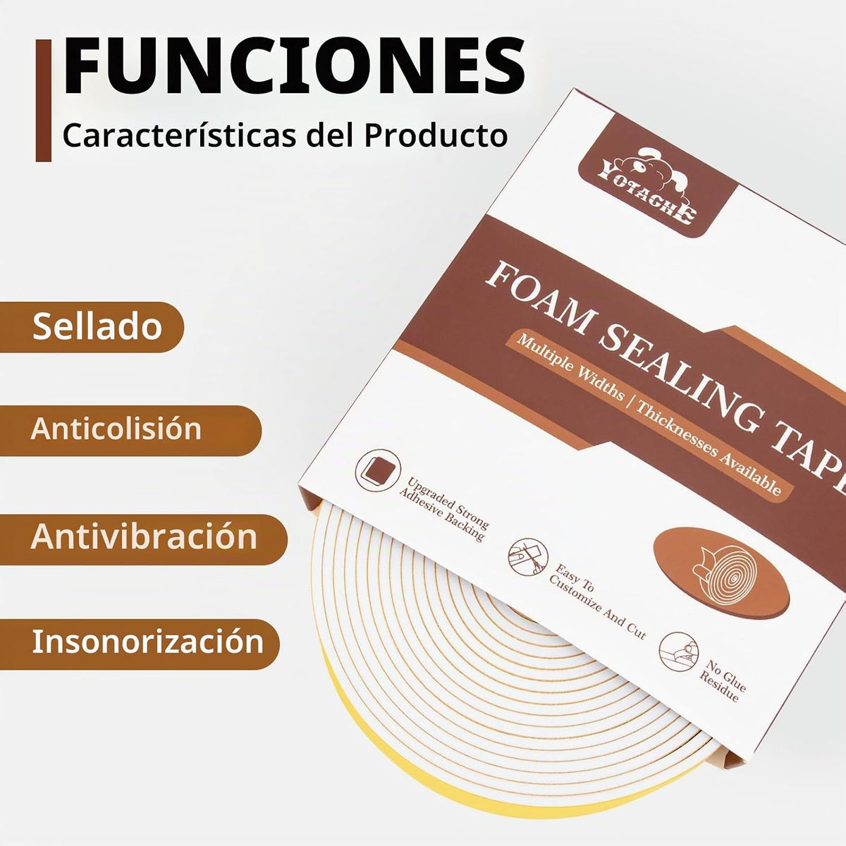 Yotache Burlete fino blanco de 1\/2 pulgadas x 1\/16, cinta de sell...