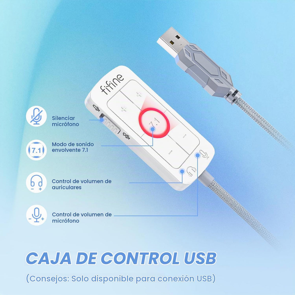 FIFINE Auriculares USB para juegos de PC con conector de audio de 3...