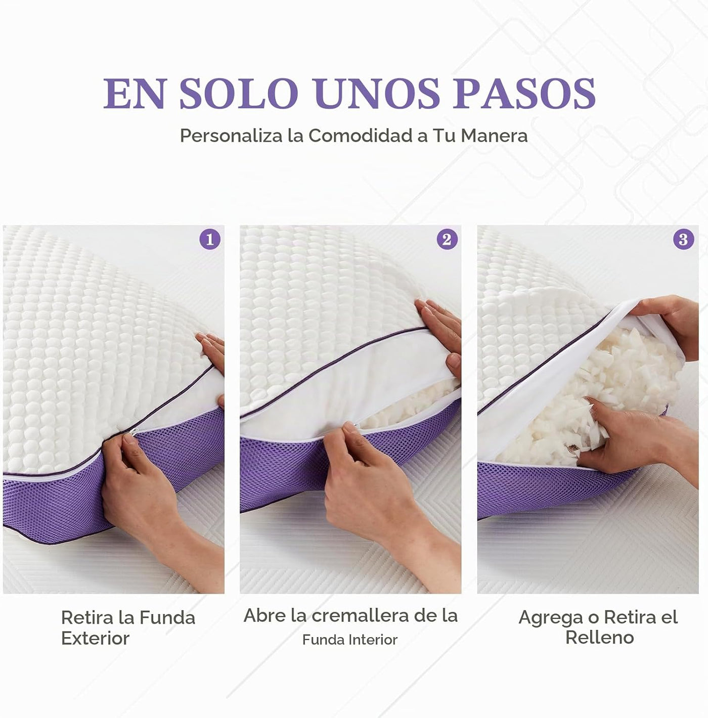 HOMELAB Almohada ajustable de espuma viscoelástica triturada tamaño...