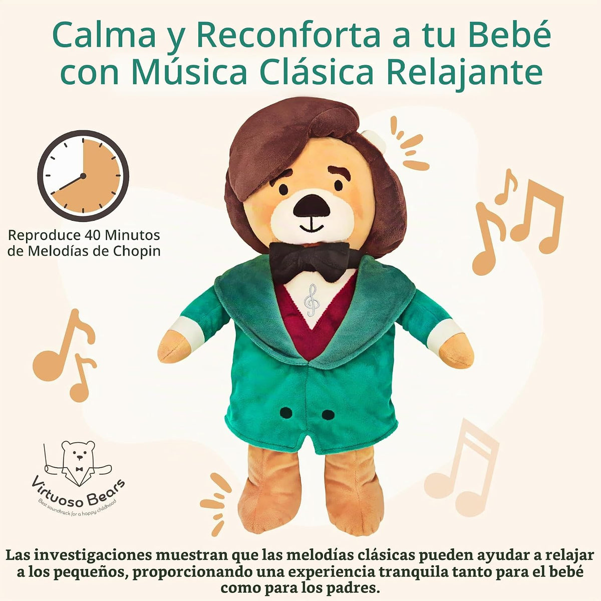Vosego Chopin - Oso de peluche interactivo que reproduce 40 minutos...