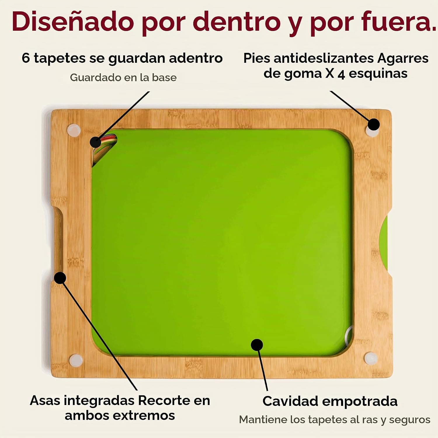 Tabla de cortar de madera de bambú personalizada fácil de limpiar c...