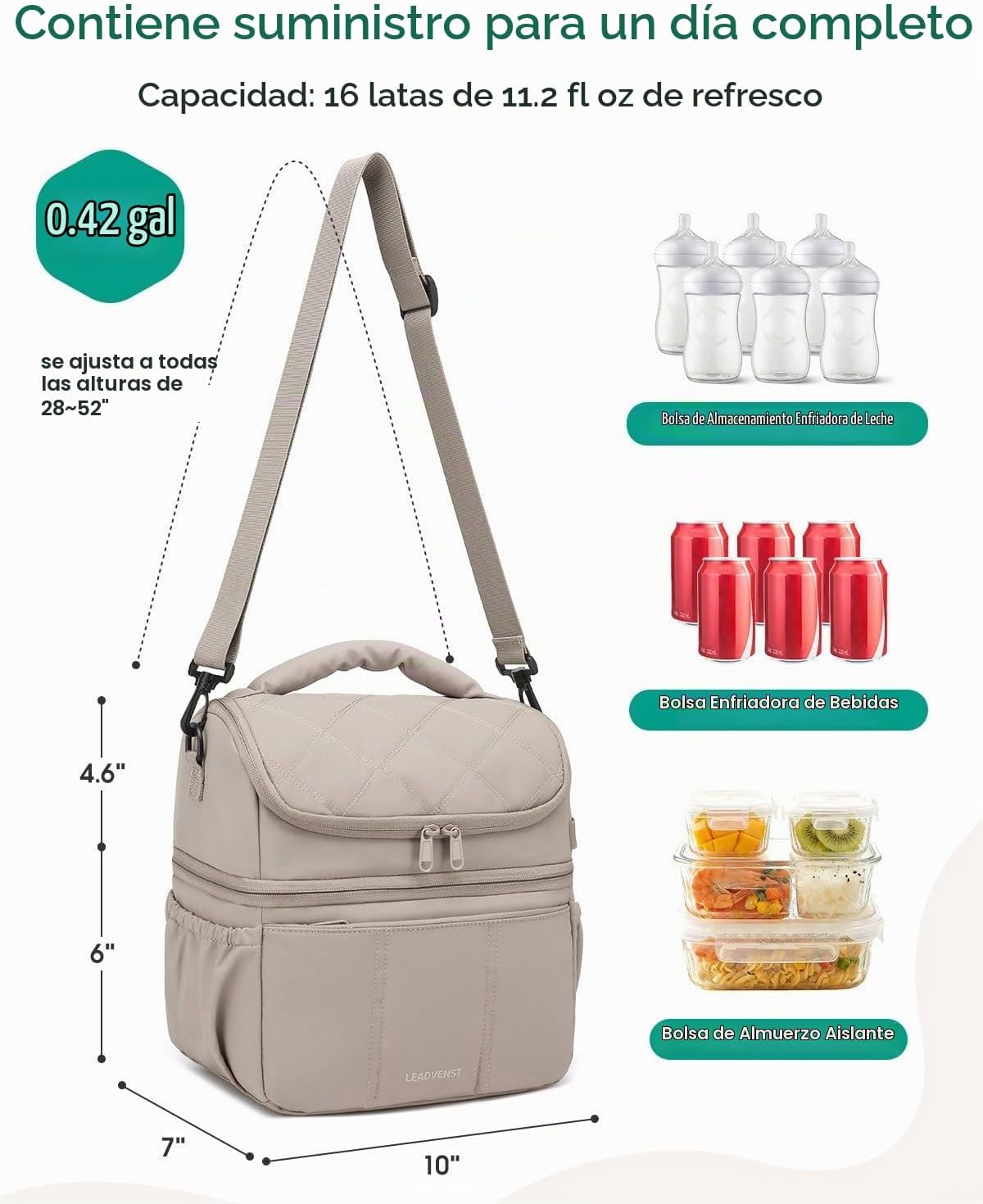 Leadvenst Bolsa enfriadora de leche materna, doble cubierta de 12L...