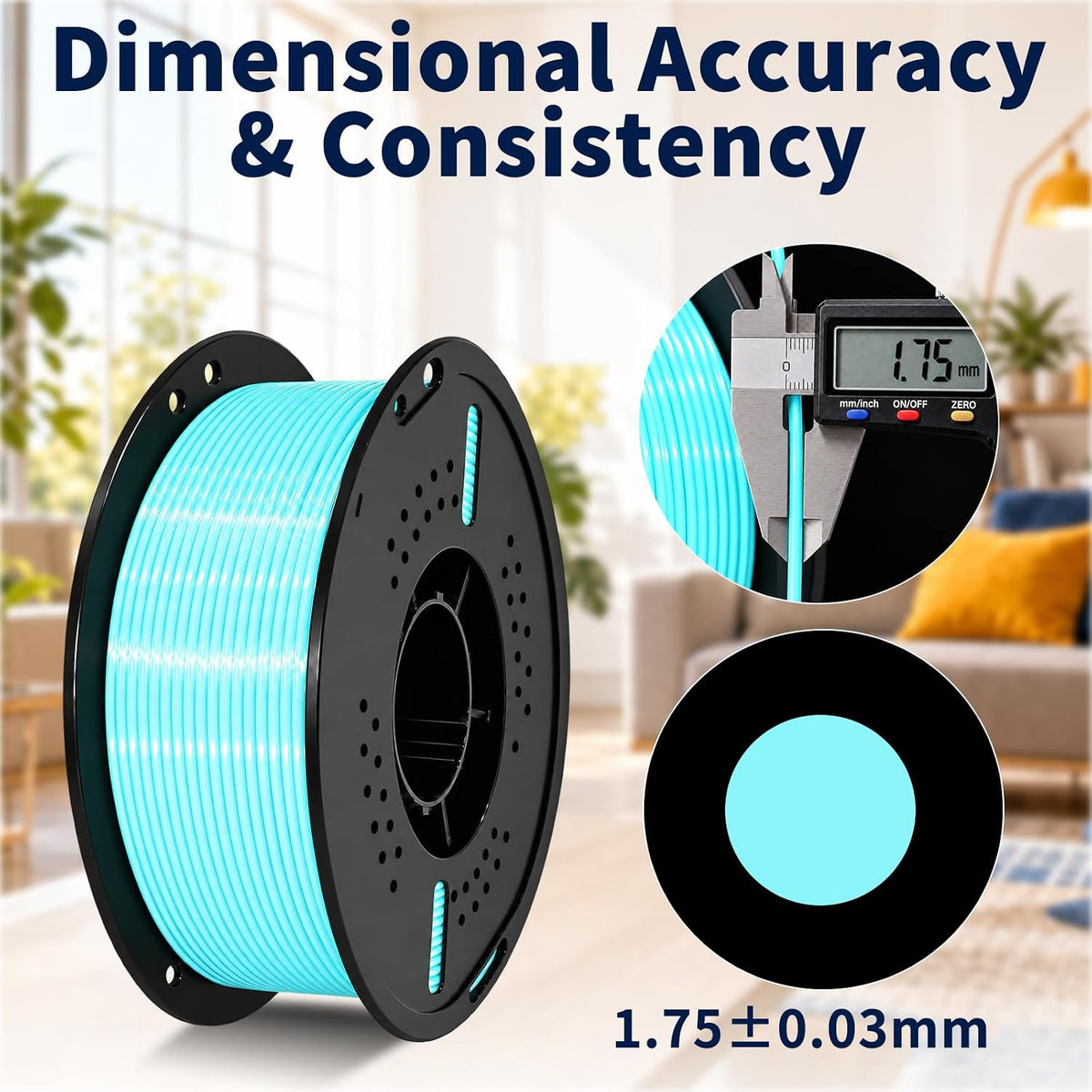 Filamento de impresora 3D de seda azul y blanco de 0.07 in, 2.2 lbs...