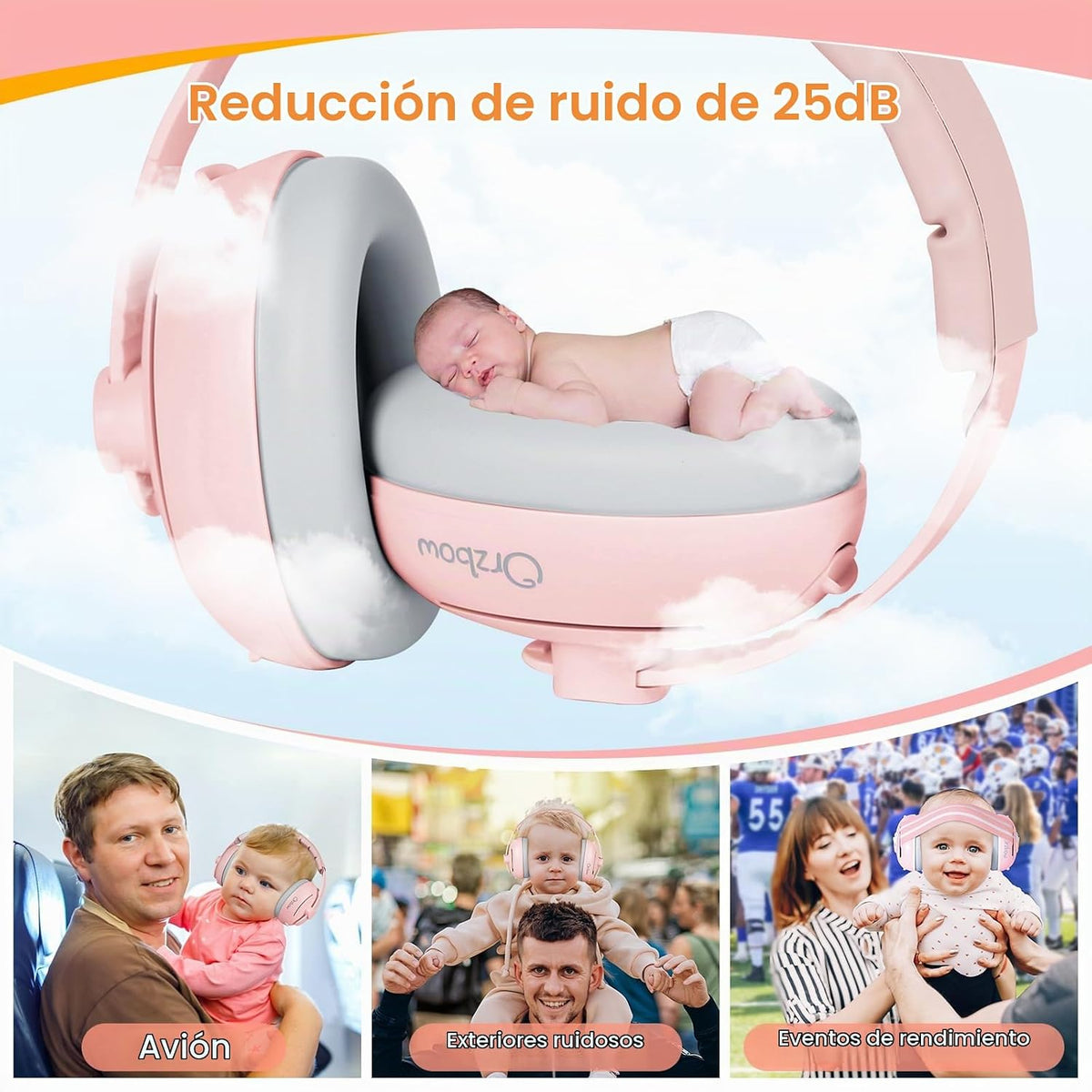 Protección de oídos 2 en 1 para bebés de hasta 48 meses, auriculare...