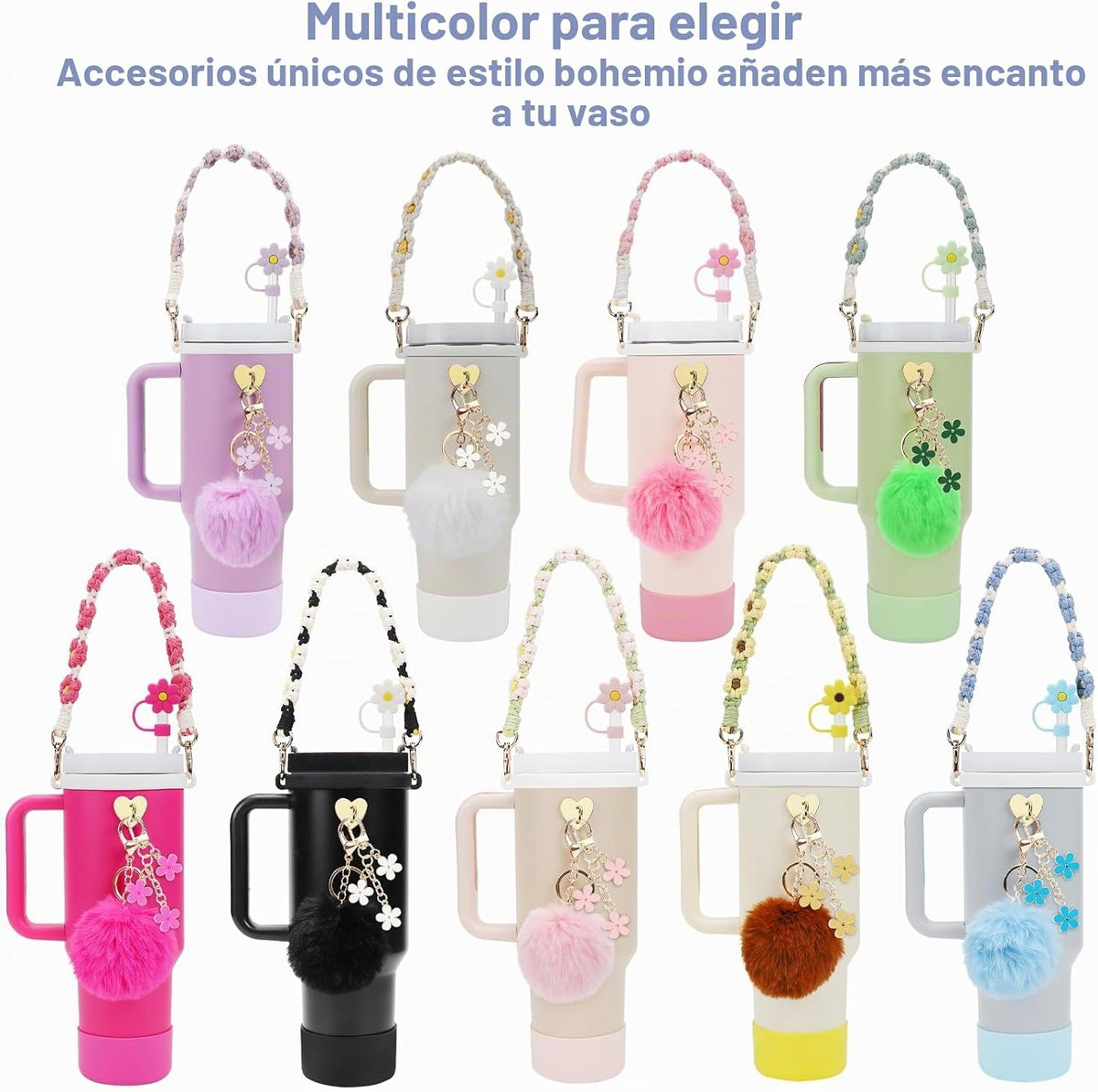 Conjunto de accesorios para Copa Stanley que incluye correa de asa...