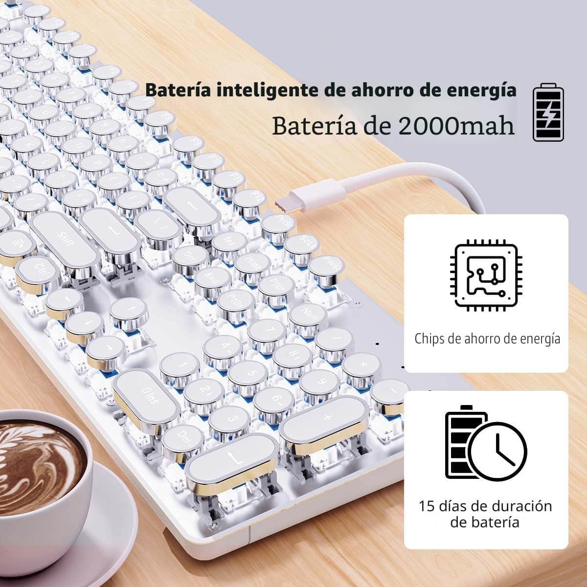SEUNKWANG EWEADN TK950 Teclado de máquina de escribir inalámbrico m...