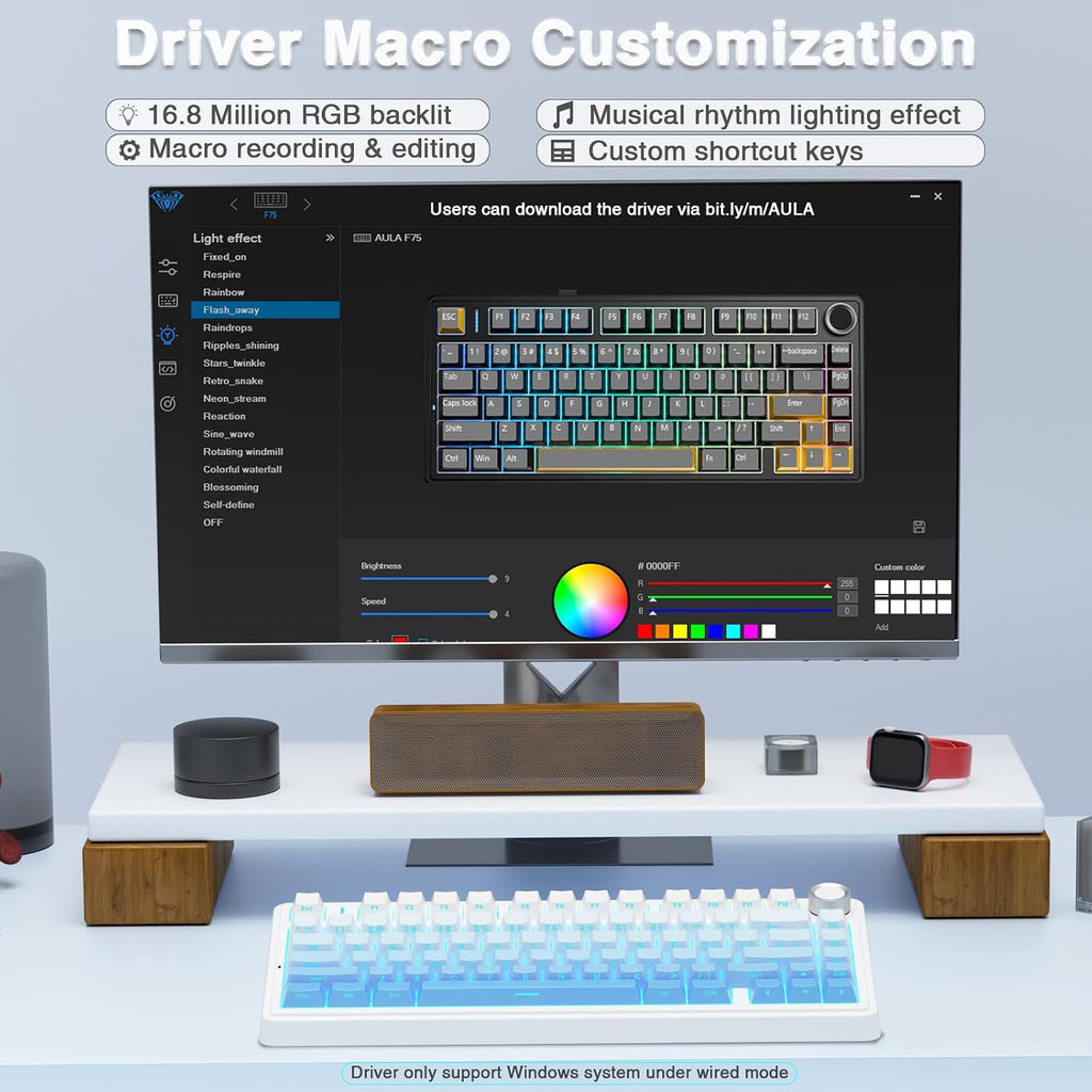 Teclado mecánico inalámbrico AULA F75 Pro, teclado personalizado in...