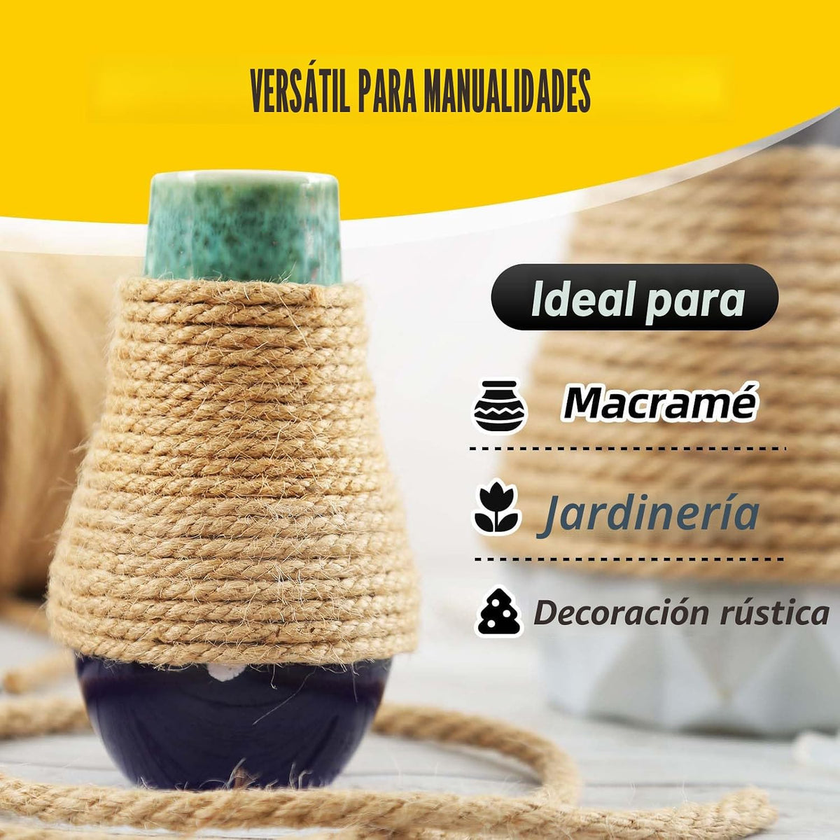 Radix Rope Cuerda de yute natural, rollo de cuerda de yute de 0.197...