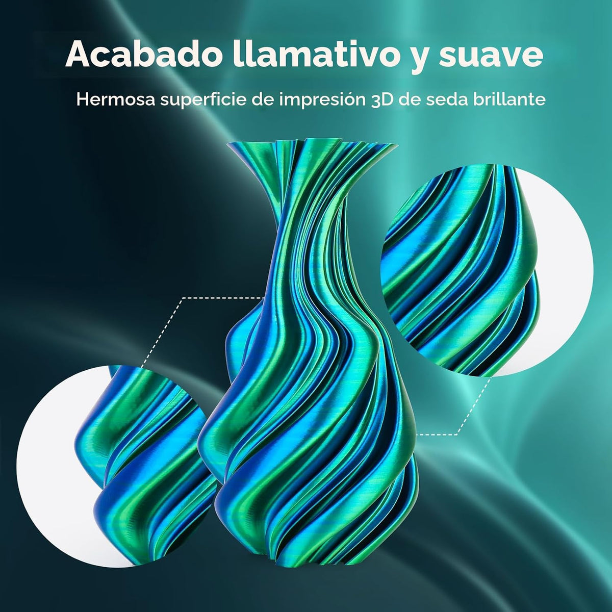 AMOLEN - Paquete de filamento de impresora 3D de seda PLA, filament...