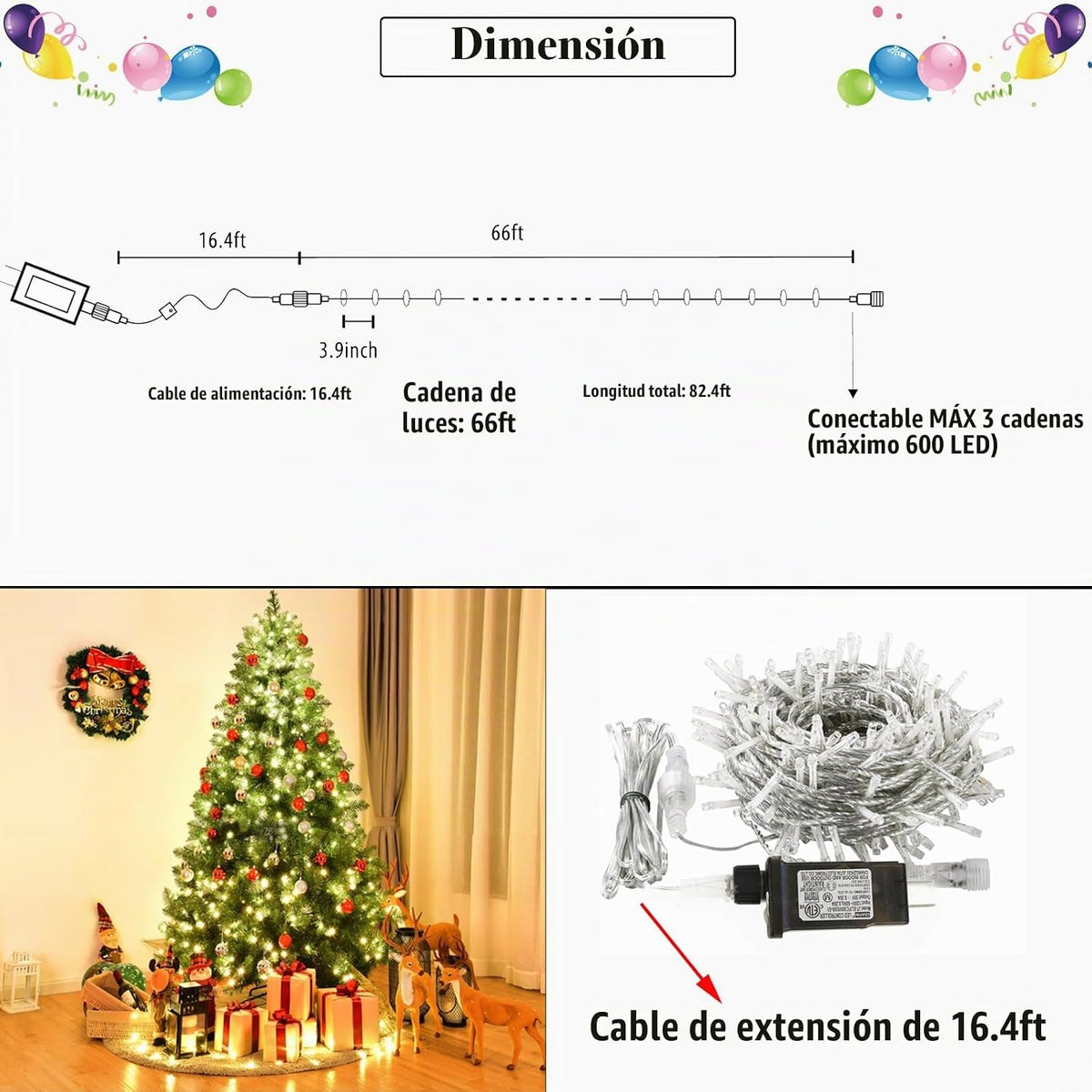 Luces de Navidad que cambian de color, 200 luces LED de 35 colores...