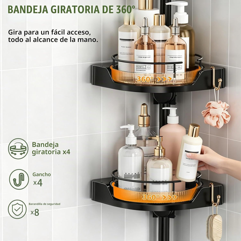 shuang qing Organizador de Ducha de Esquina Giratoria de 360° con P...