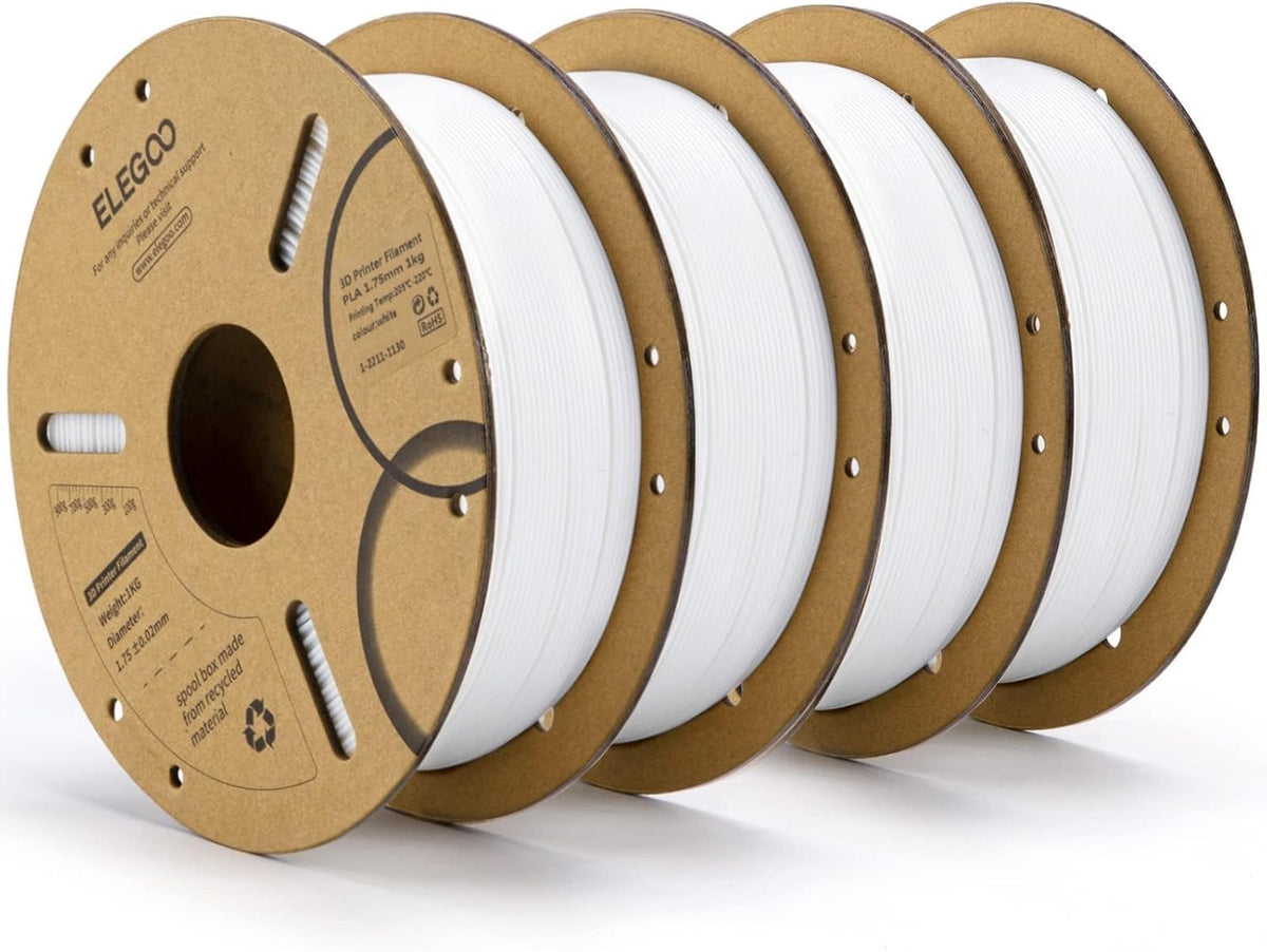 ELEGOO Filamento PLA 1.75mm Blanco 4KG, Filamento para Impresora 3D...