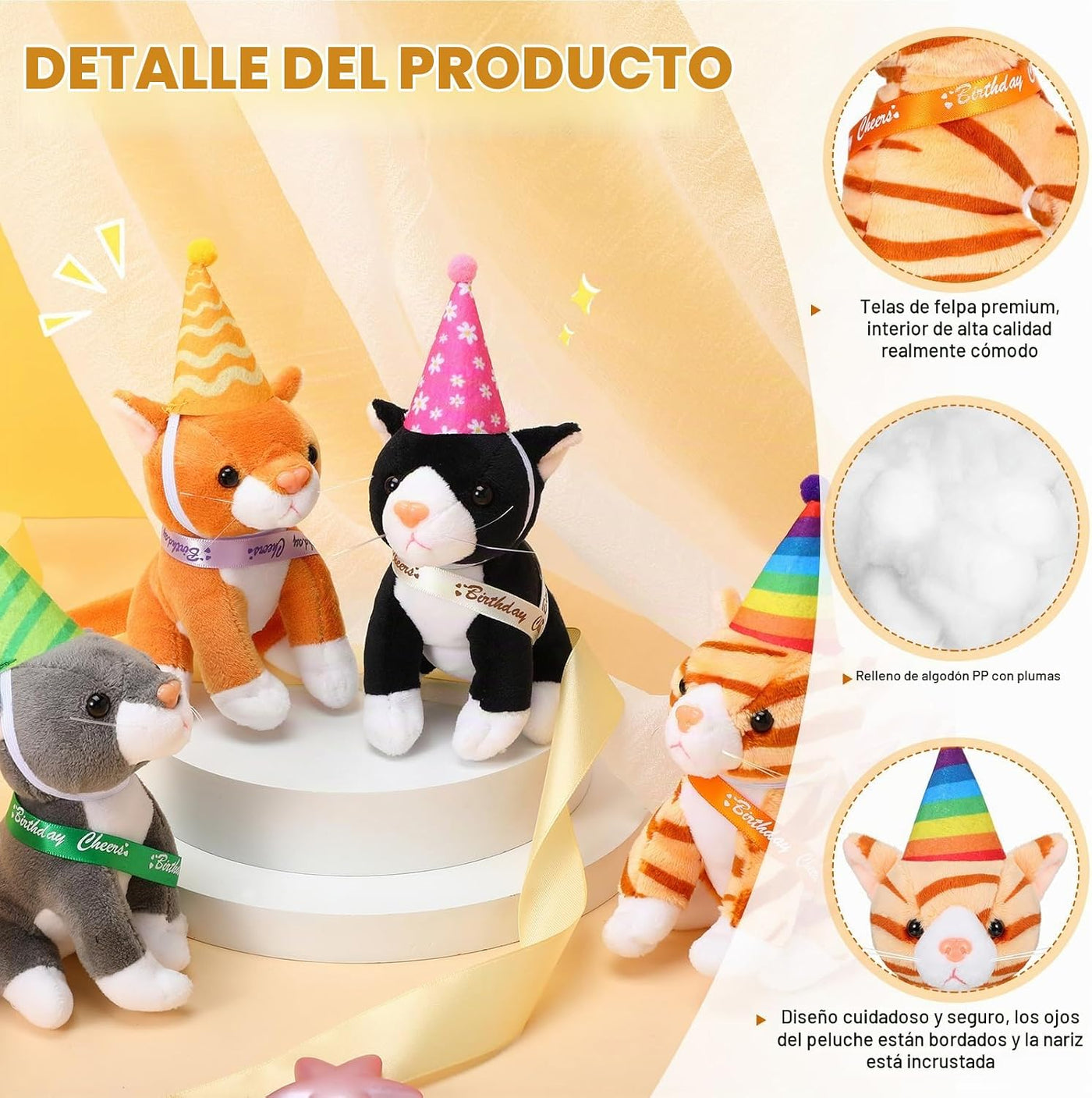 Sumind 8 piezas de animales de peluche de gato a granel de 5 pulgad...
