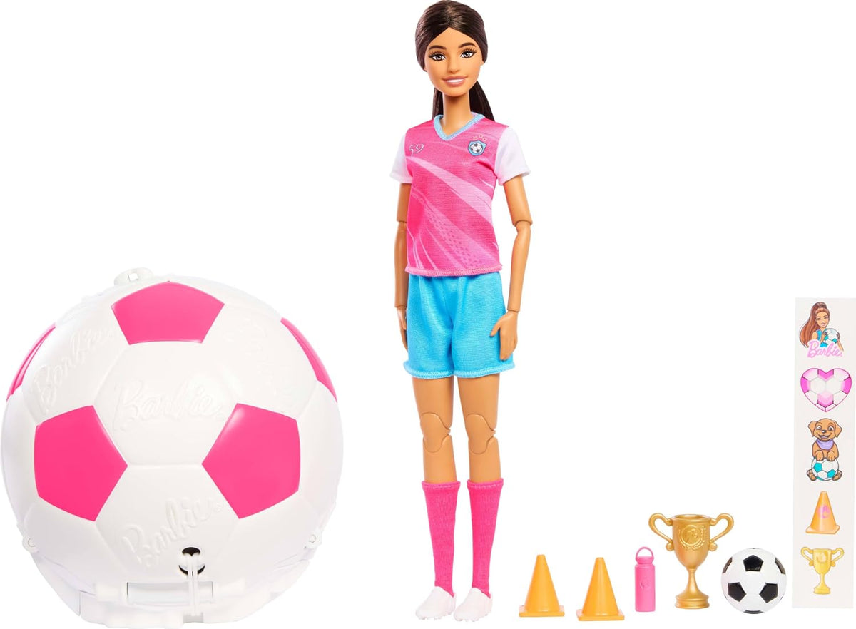 Barbie Muñeca y accesorios para jugador de fútbol Team Roll and Rev...