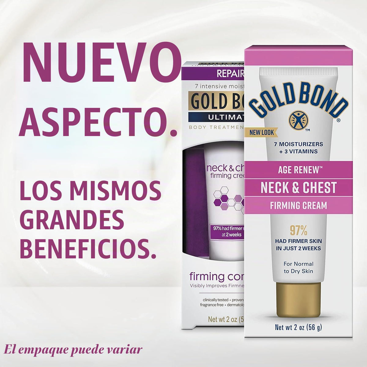 Crema reafirmante para cuello y pecho Gold Bond 2 onzas, Crema reaf...