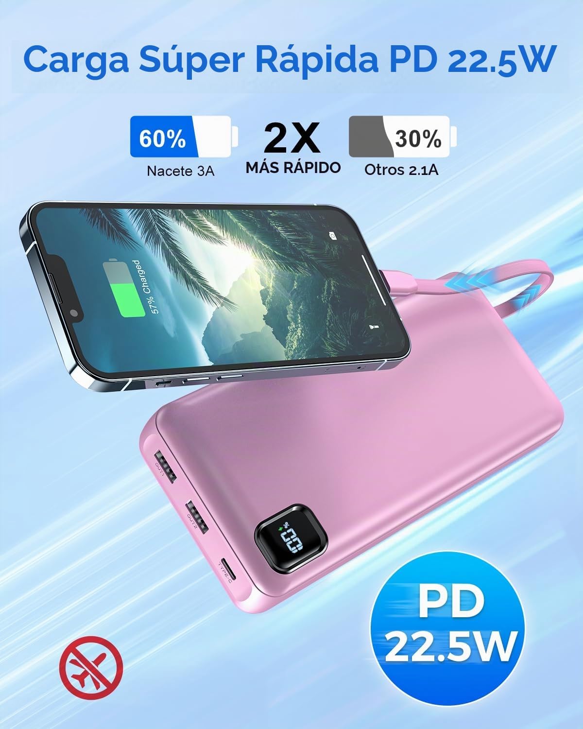 50000mAh 22.5W cargador portátil de carga rápida del banco del pode...