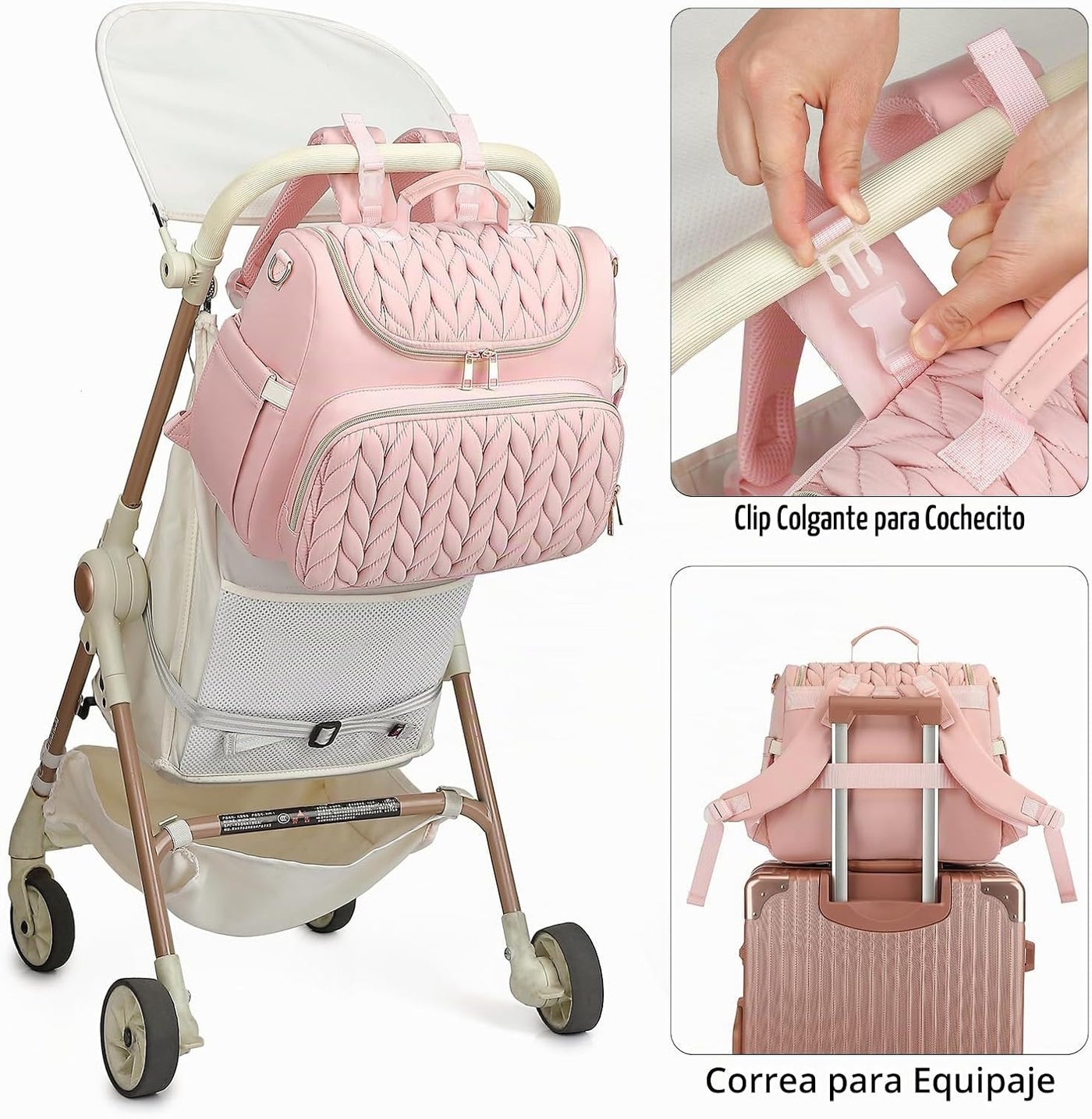 Bevkois Mochila pequeña para pañales acolchada, mini bolsa cruzada...