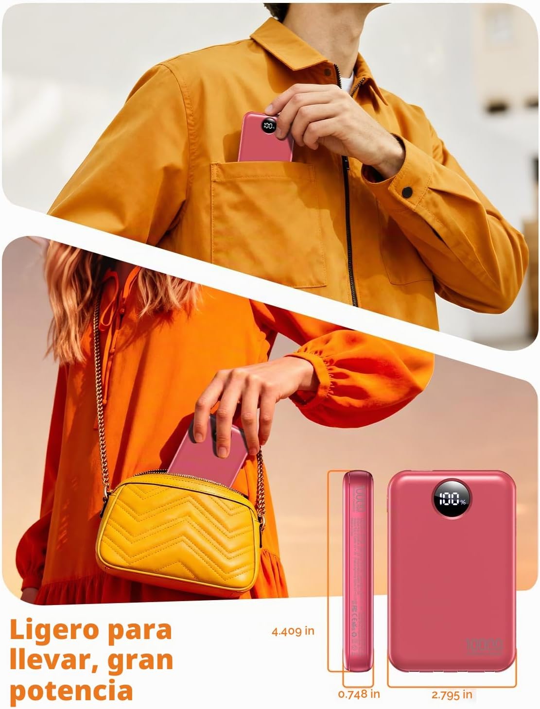Zmmyuluo Cargador portátil con 4 cables incorporados, batería de ca...