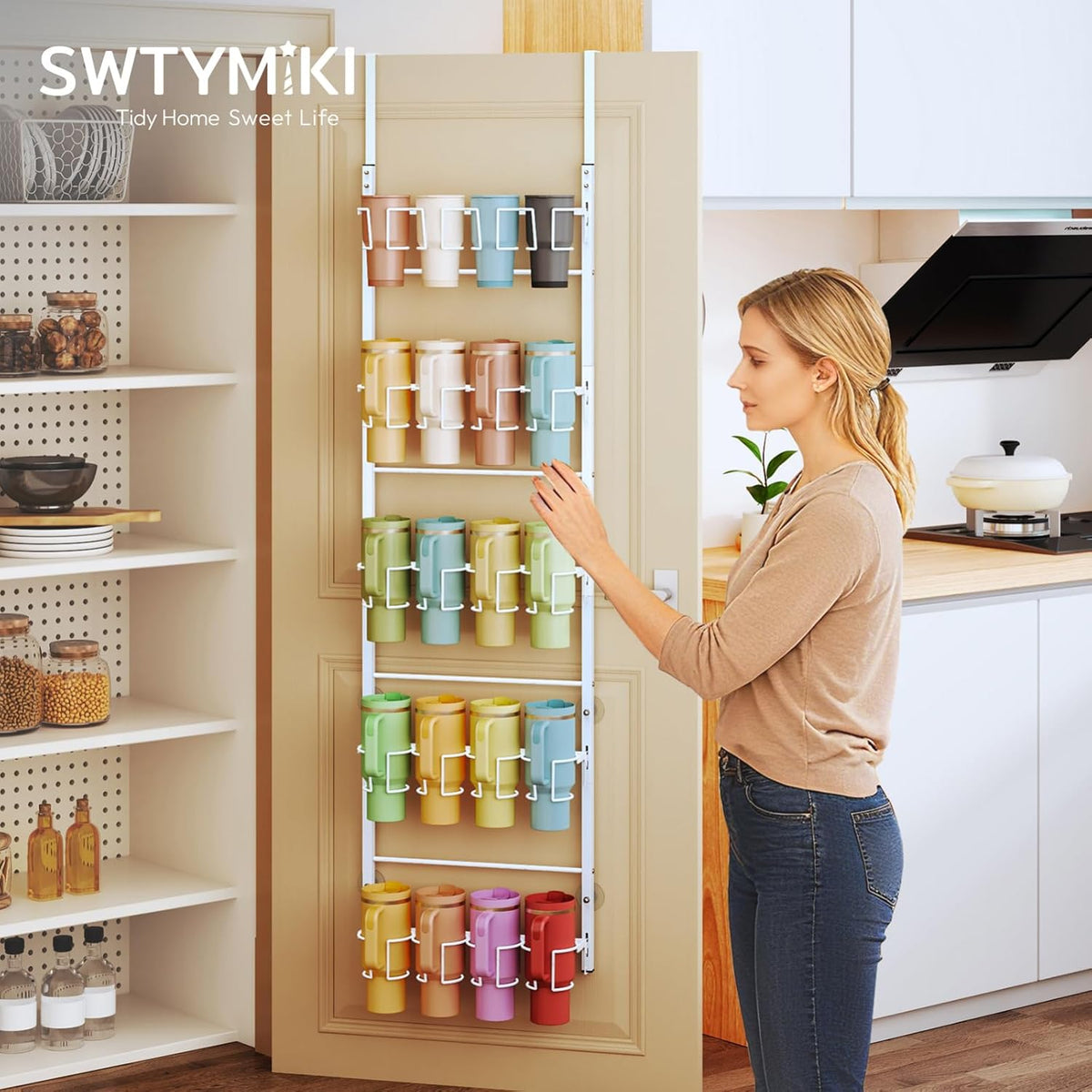 SWTYMIKI Organizador de botellas de agua de 5 niveles, soporte para...