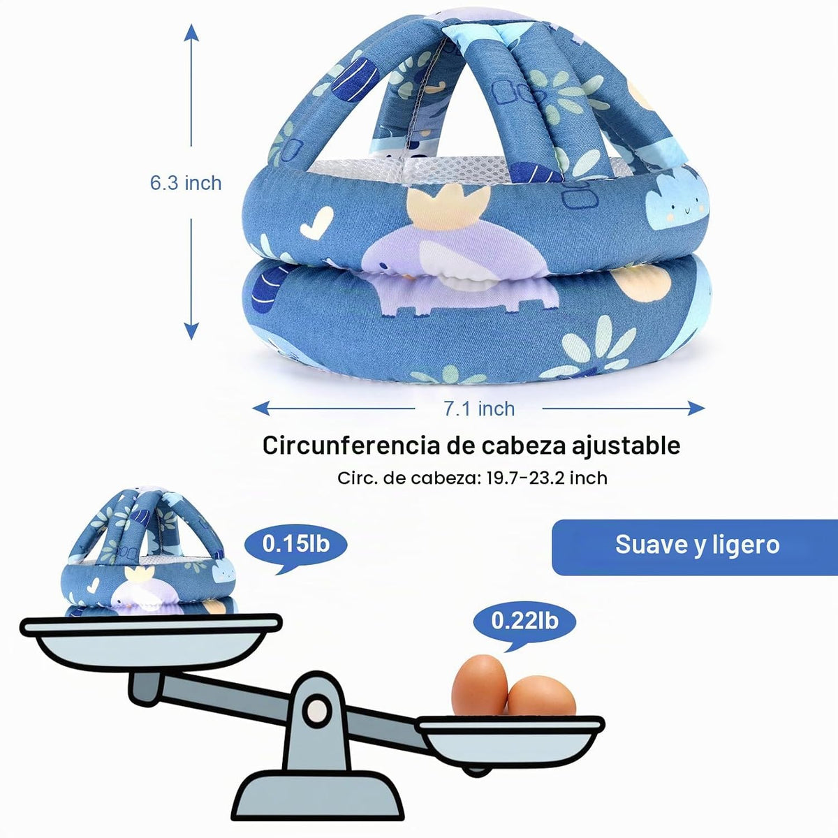 Accmor Casco de bebé para gatear caminando, protector de cabeza par...