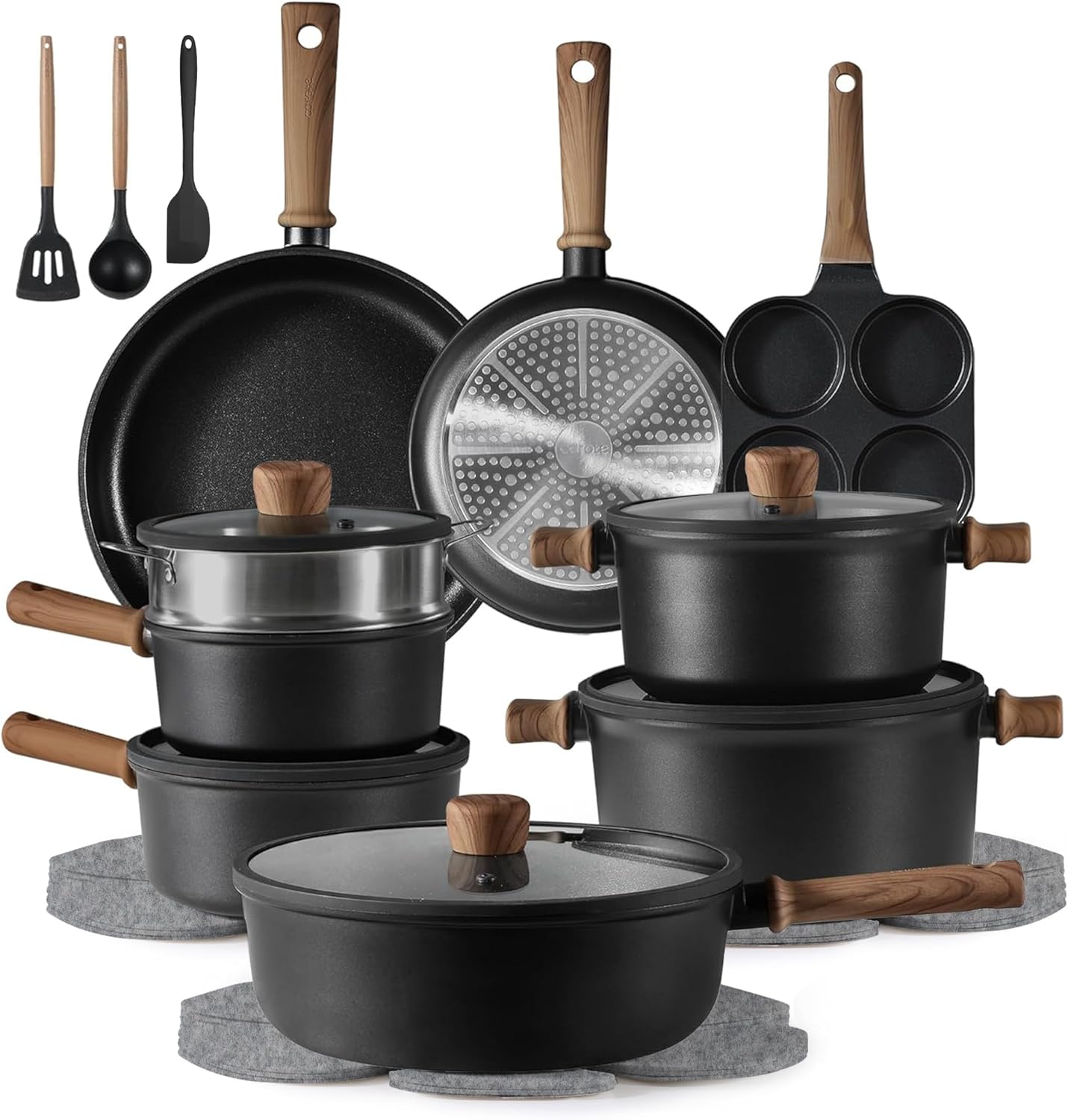 CAROTE Juego de utensilios de cocina antiadherentes de 24 piezas, o...